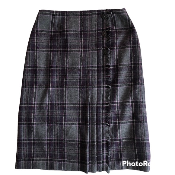 Lana Lee Dresses & Skirts - Vintage Wool Midi Plaid Tartan Kilt Skirt